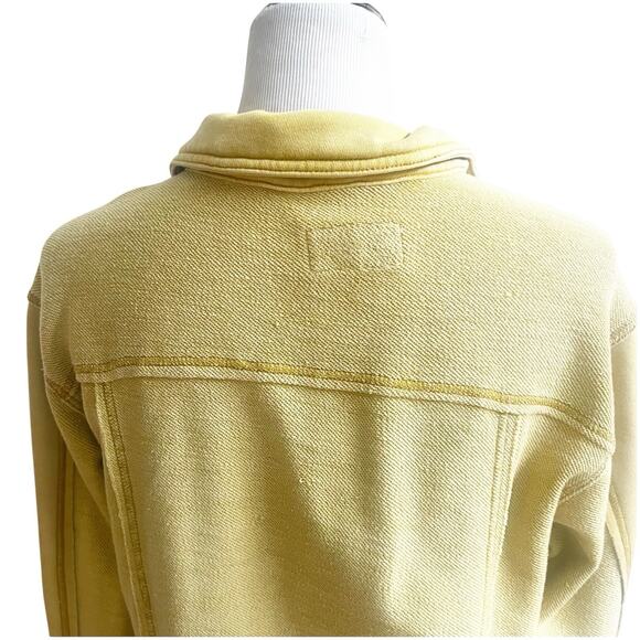 Anthropologie Pilcro Shacket Size Petite Large Mustard Collared Boho Distressed - Picture 6 of 13